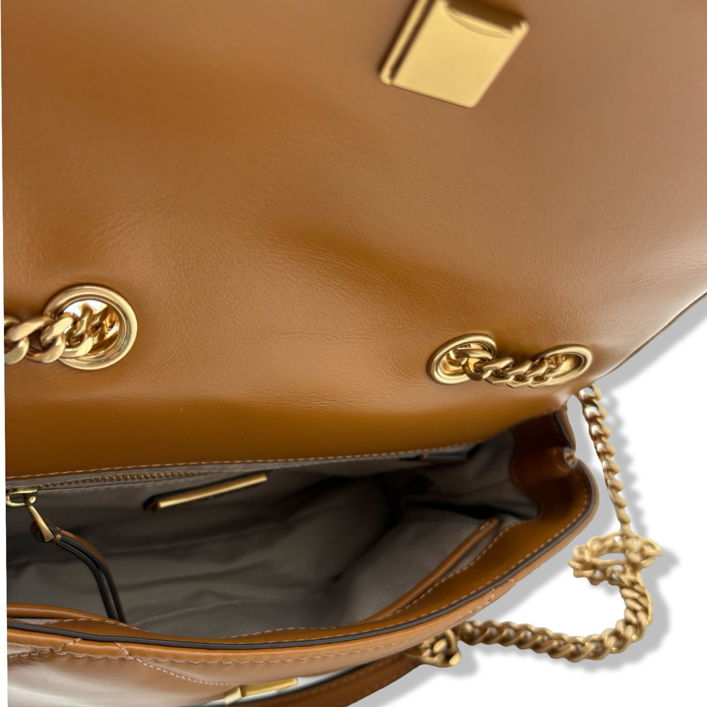 Pre-Owned Tory Burch Women's Kira Diamond Quilt Small Convertible Shoulder Bag, Tan, One Size - B0DCC6NNJ3