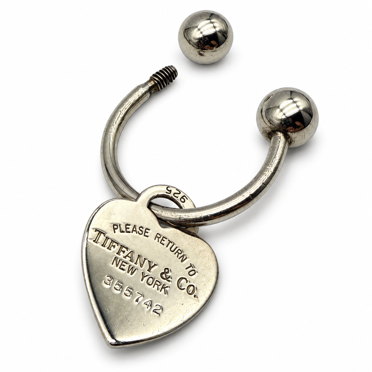 Pre-Owned Tiffany & Co Sterling Silver Return to Tiffany Heart Key Ring - TIF1069