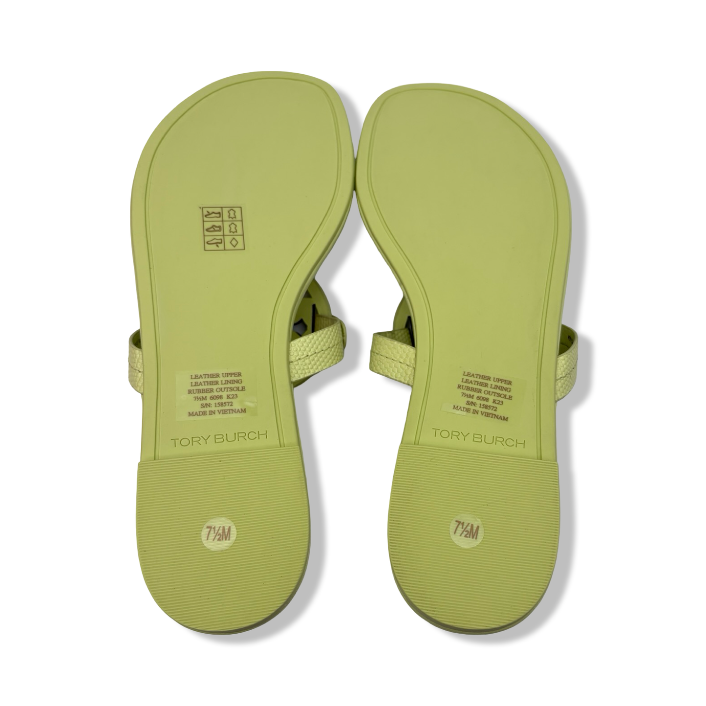 Pre-Owned Tory Burch Women's Miller Embossed Leather Sandals Lime Leaf