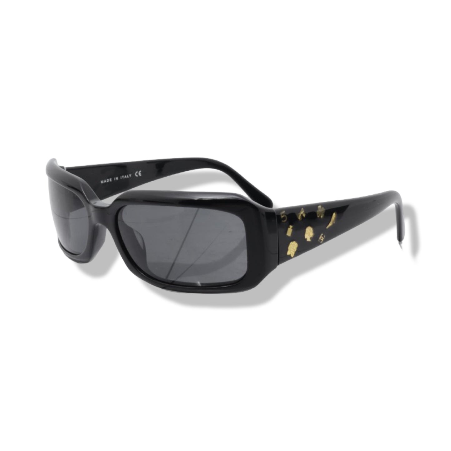Pre-Owned Chanel Black Frame with Gold Inlay Sunglasses - CH1008