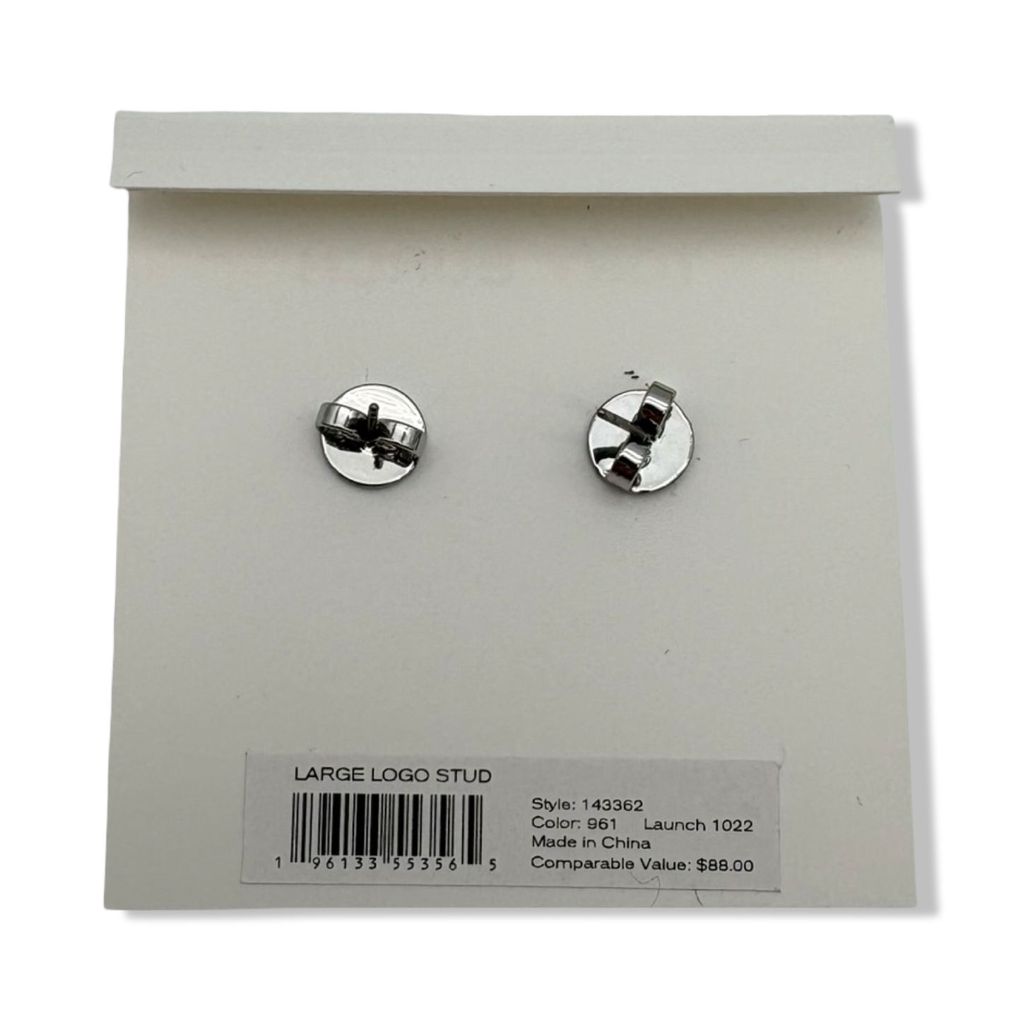 Pre-Owned Tory Burch Extra Large Logo Stud Earring Two Toned Gold Silver 5/8'' WIde, Multi - B0BPFDZW81