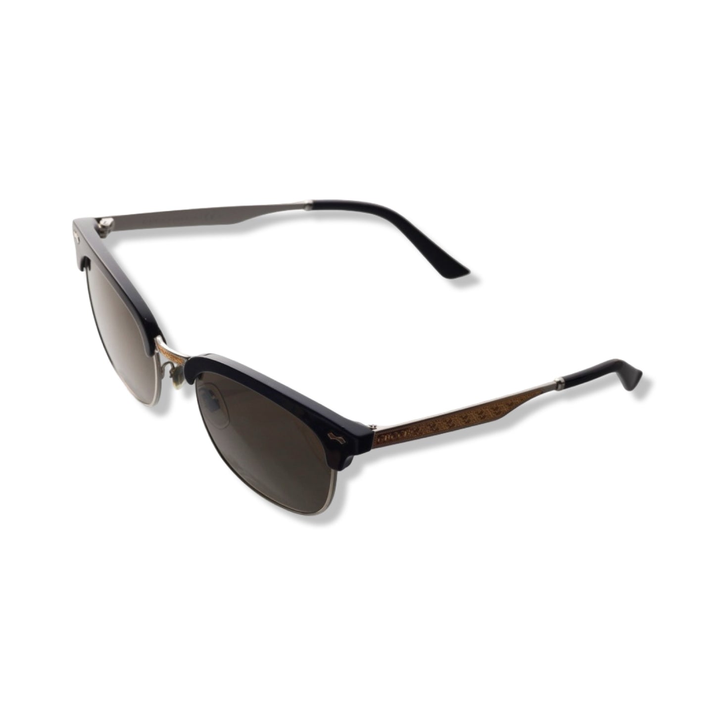 Pre-Owned Gucci Black with Gold and Silver Sunglasses - G1056