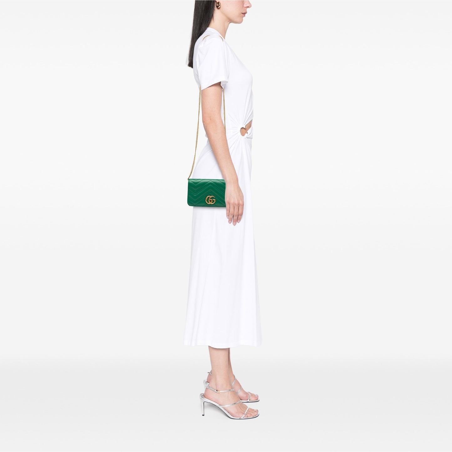 Pre-Owned Gucci Matelasse Leather Mini Marmont Wallet on Chain - G1100