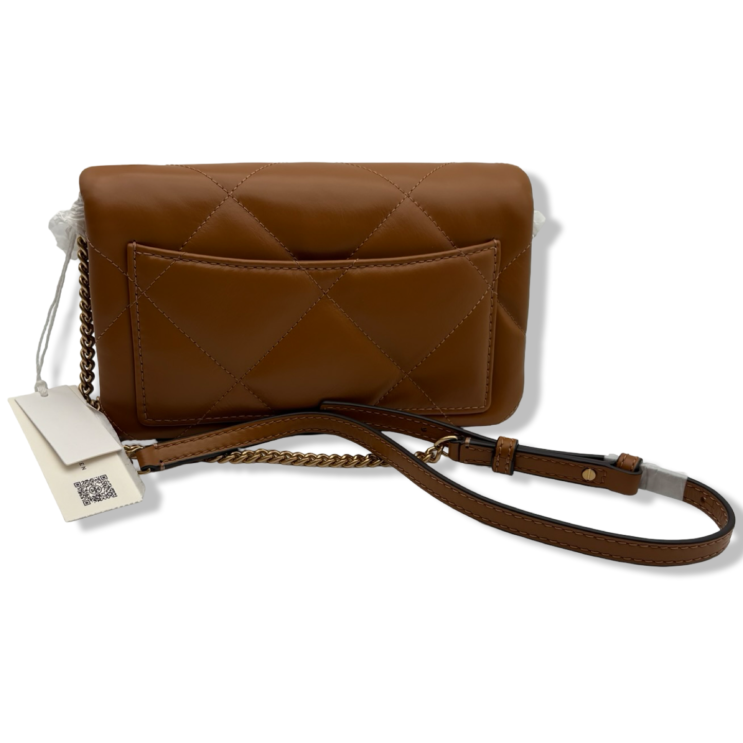 Pre-Owned Tory Burch Women's Kira Diamond Quilt Chain Wallet Handbag Tan - B0DFHPLCRS