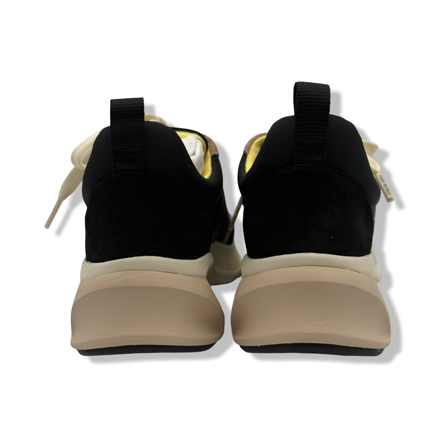 Pre-Owned Tory Burch Women's Good Luck Trainer Sneakers, Black/Cream/Black, 6.5 Medium US - B099PMKWBS