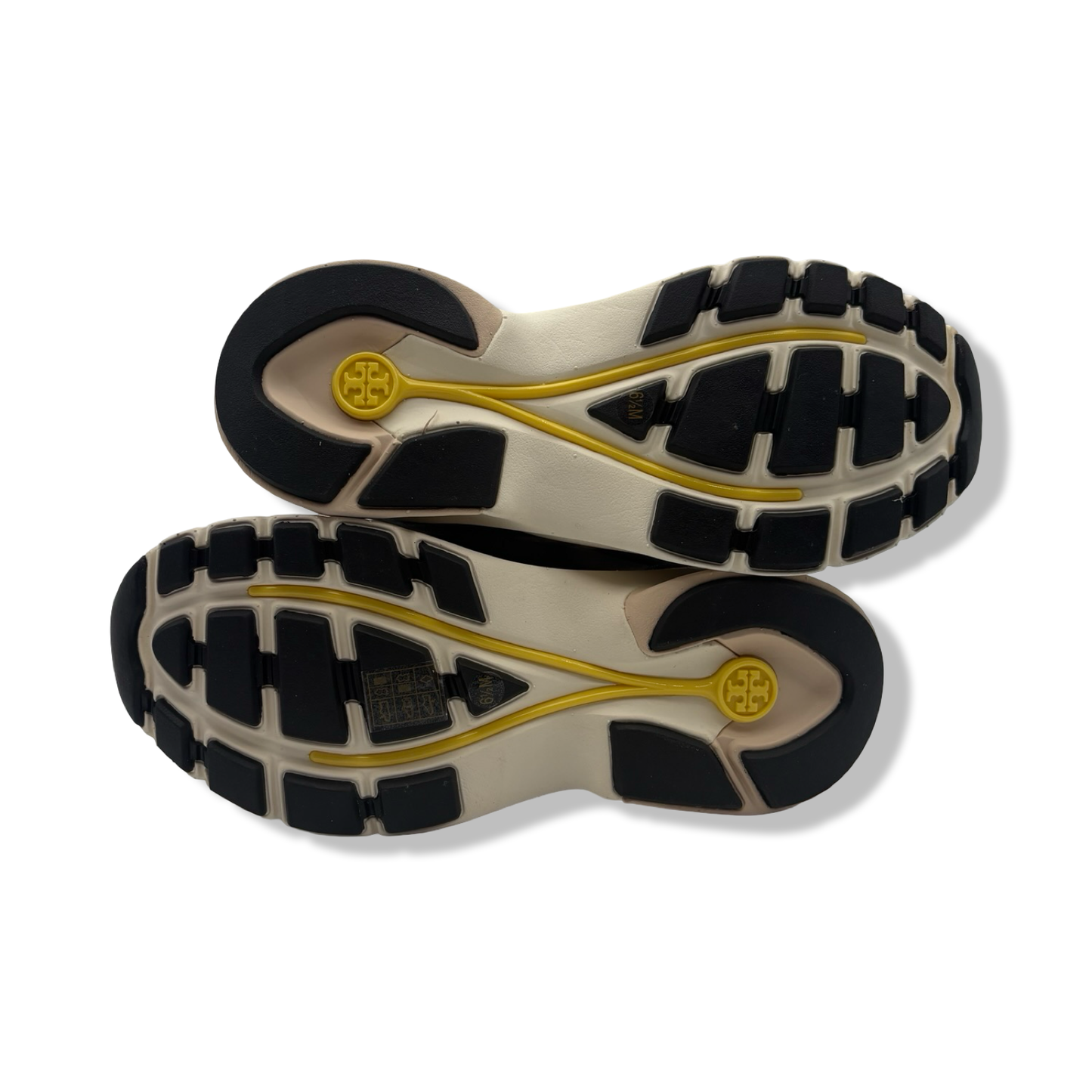 Pre-Owned Tory Burch Women's Good Luck Trainer Sneakers, Black/Cream/Black, 6.5 Medium US - B099PMKWBS