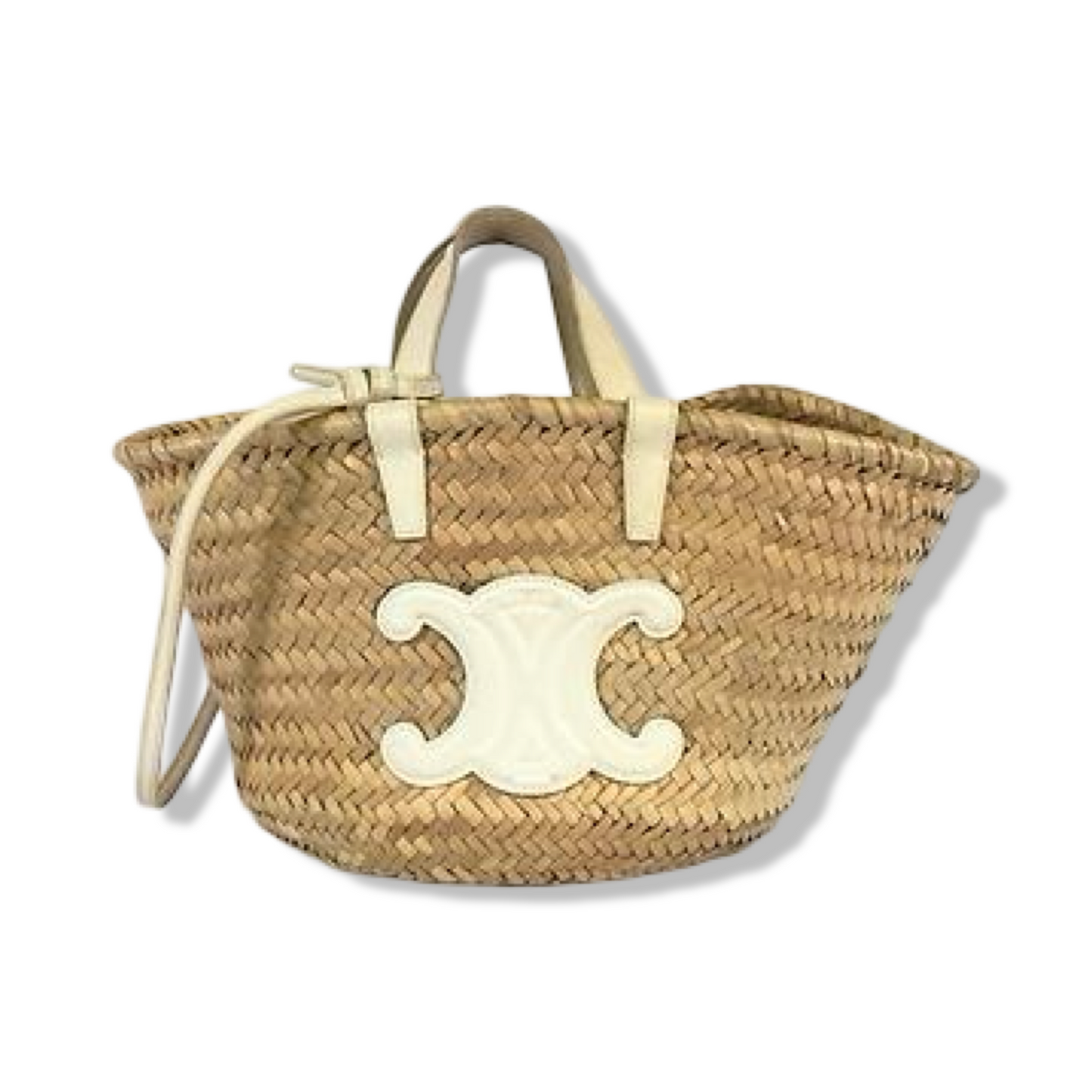 Pre-Owned Celine Triomphe Classic Panier in Raffia and Calfskin - CELINE1024