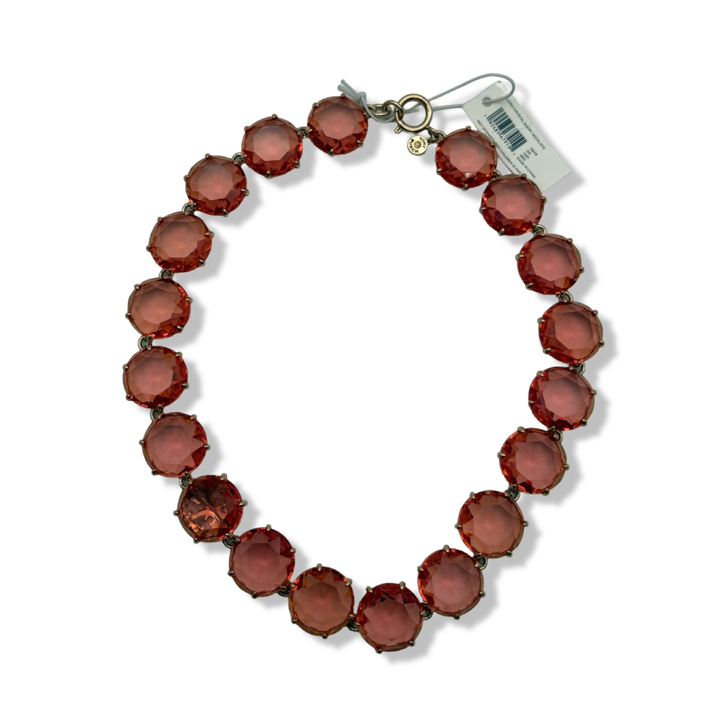 Pre-Owned Tory Burch Logo Crystal Short Choker Necklace (Red Clear) - B0FNG7TJDV