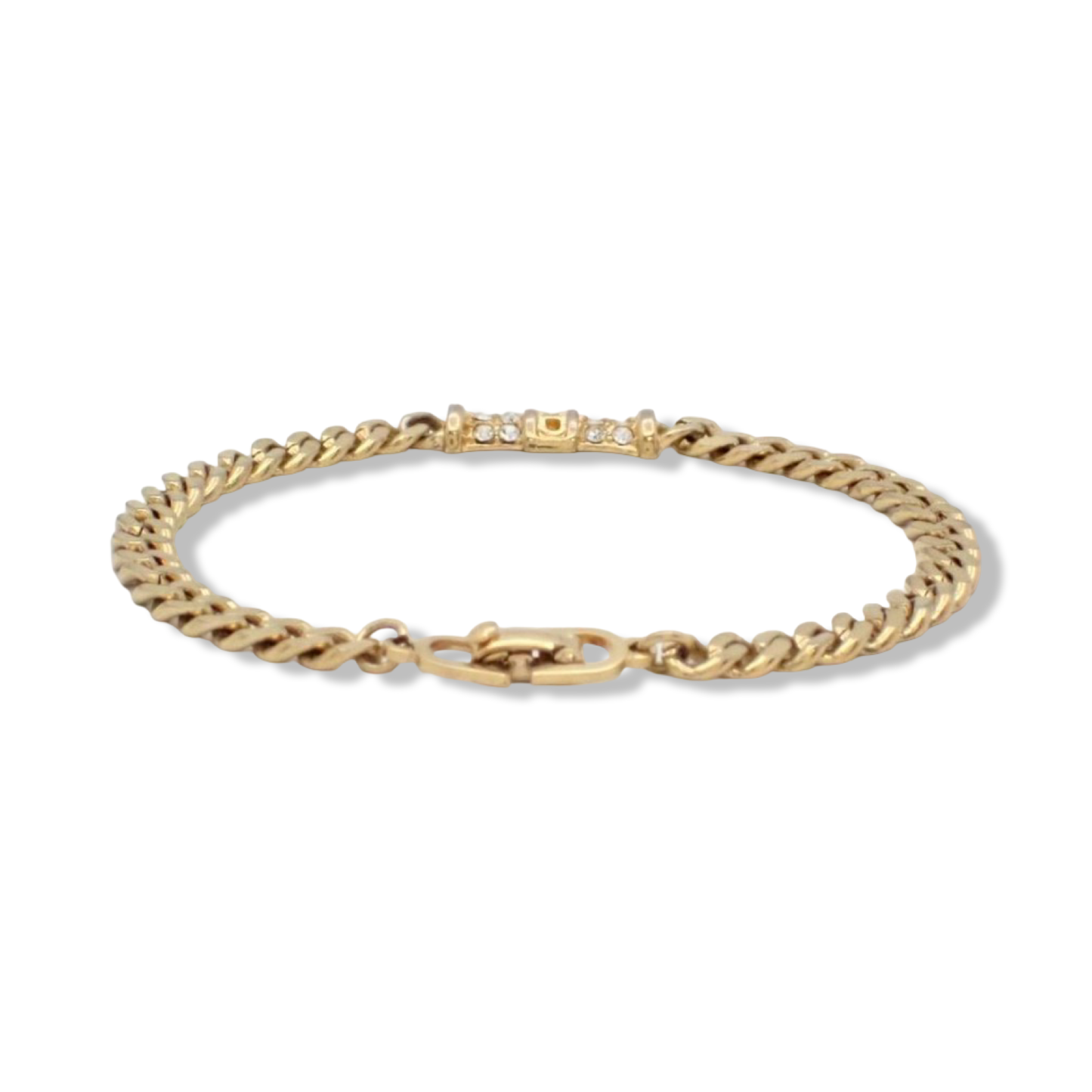 Pre-Owned Dior Gold Plated Link Bracelet with Rhinestones - DIO1080