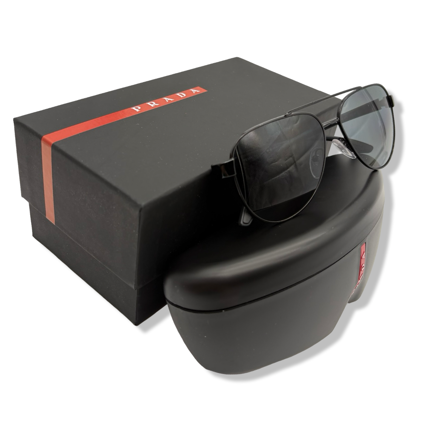 Pre-Owned Prada Men's Sunglasses Shiny Black Frame - P1047