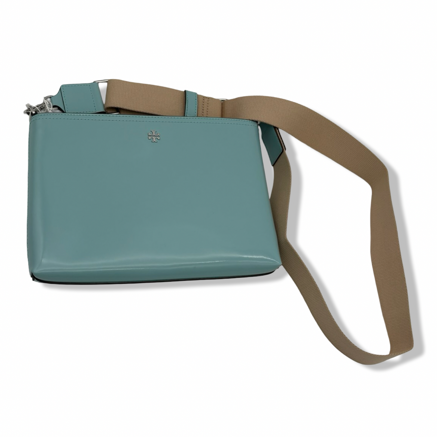 Pre-Owned Tory Burch Women's 168307 Blake Swingpack Patent Leather Crossbody Shoulder Bag (Angel Blue) - B0F84YWH5L