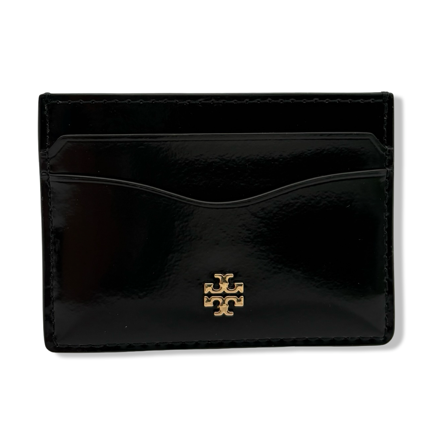 Pre-Owned Tory Burch Emerson Slim Card Case Patent Black