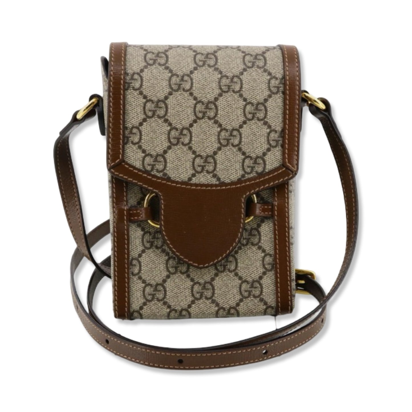 Pre-Owned Gucci GG Supreme Canvas with Leather Trim Crossbody 1955 Mini Bag - G1096