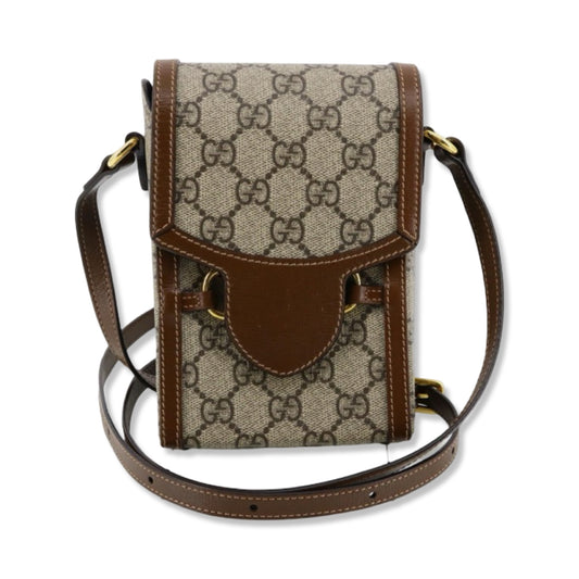 Pre-Owned Gucci GG Supreme Canvas with Leather Trim Crossbody 1955 Mini Bag - G1096