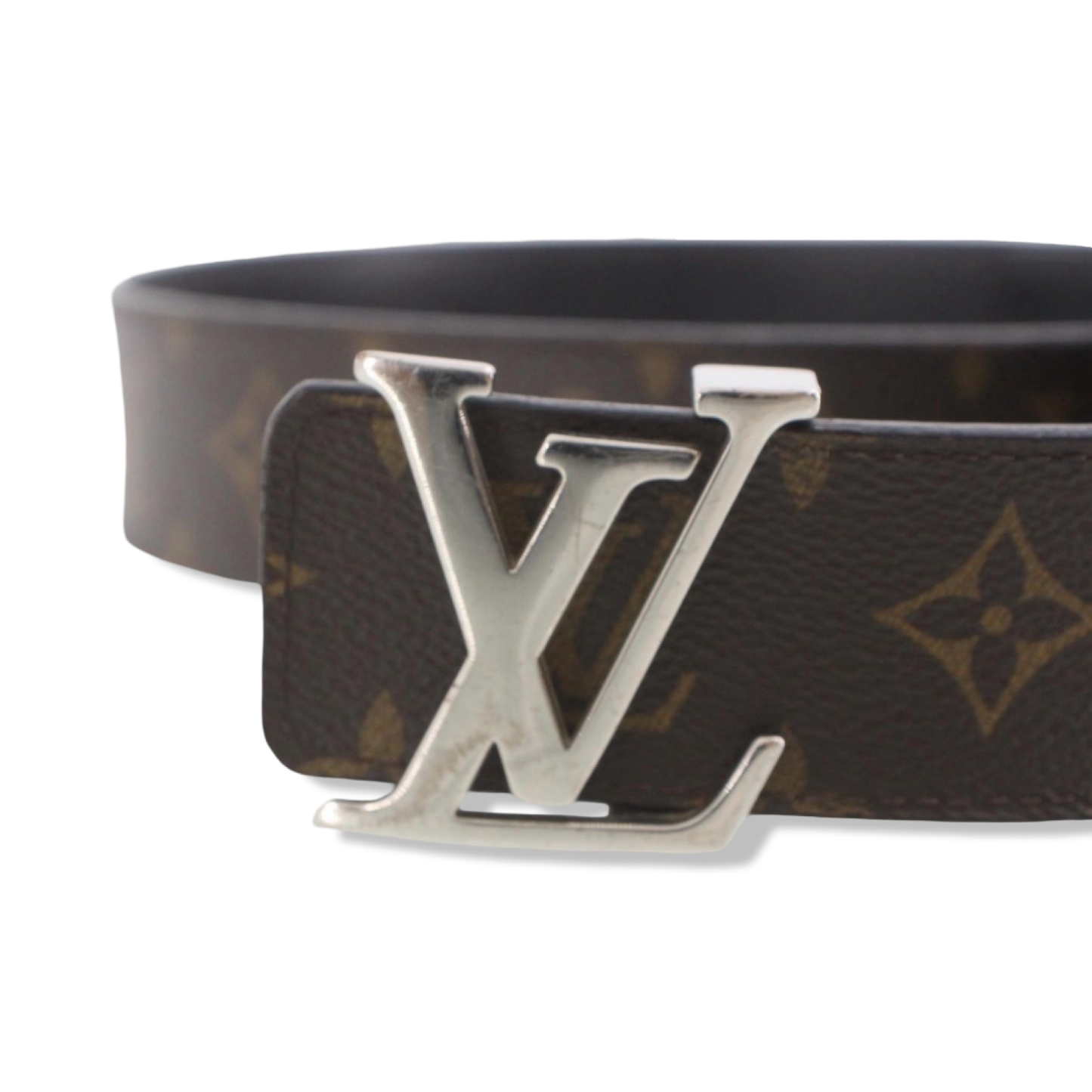 Pre-Owned Louis Vuitton Ceinture Initial Reversible Monogram Canvas and Black Leather Belt 40 mm - Size 85 cm - LV2040