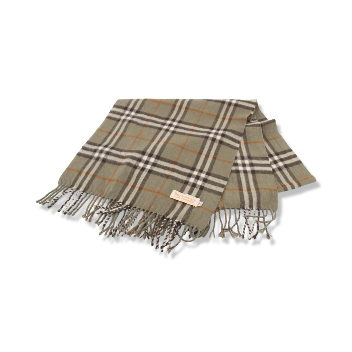 Pre-Owned Burberry Green Check Cashmere Scarf - BB1049