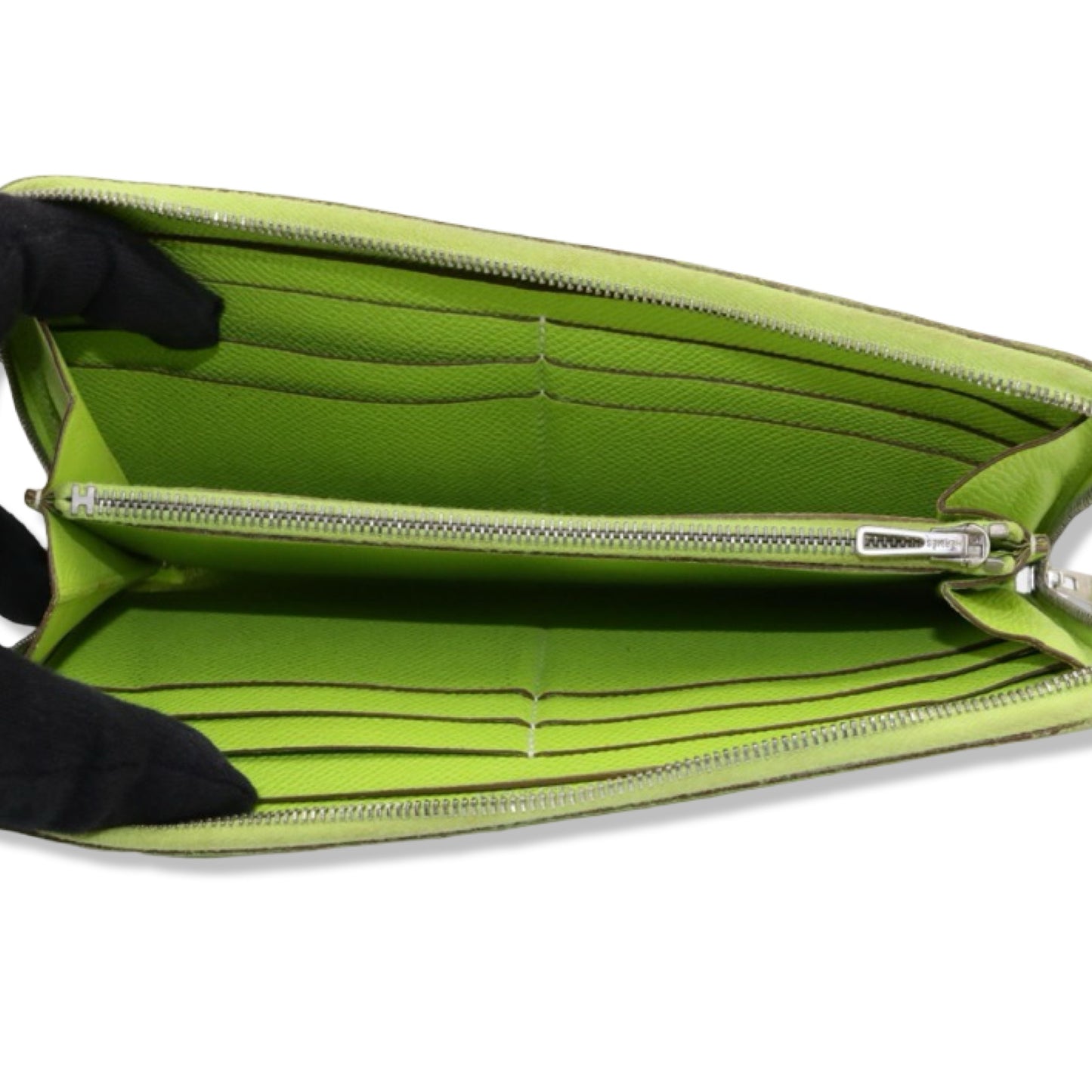 Pre-Owned Hermes Veau Epsom Azap Long Wallet Yellow Green - HER1009