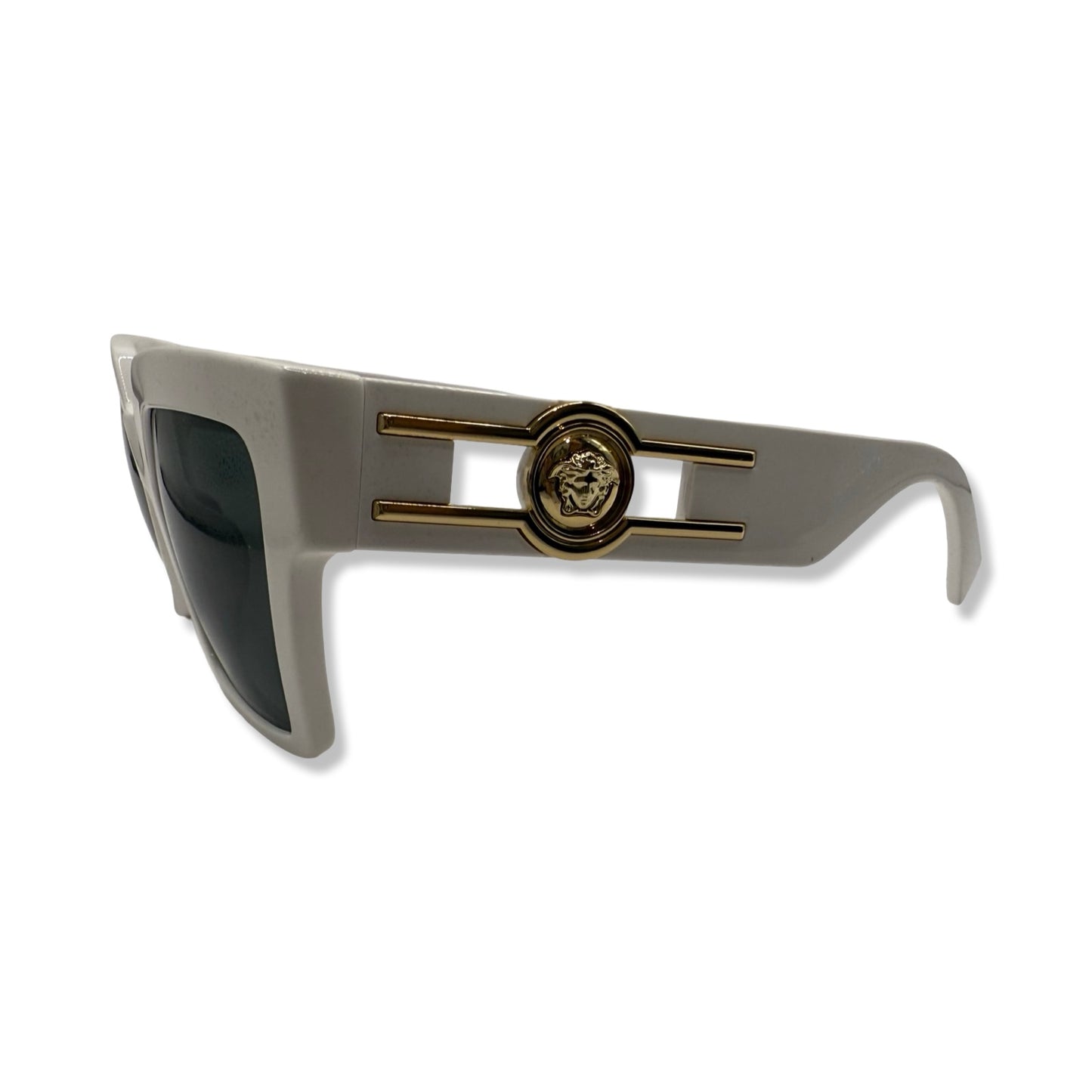 Pre-Owned Versace White Frame Sunglasses with Gold Accents - VER1002