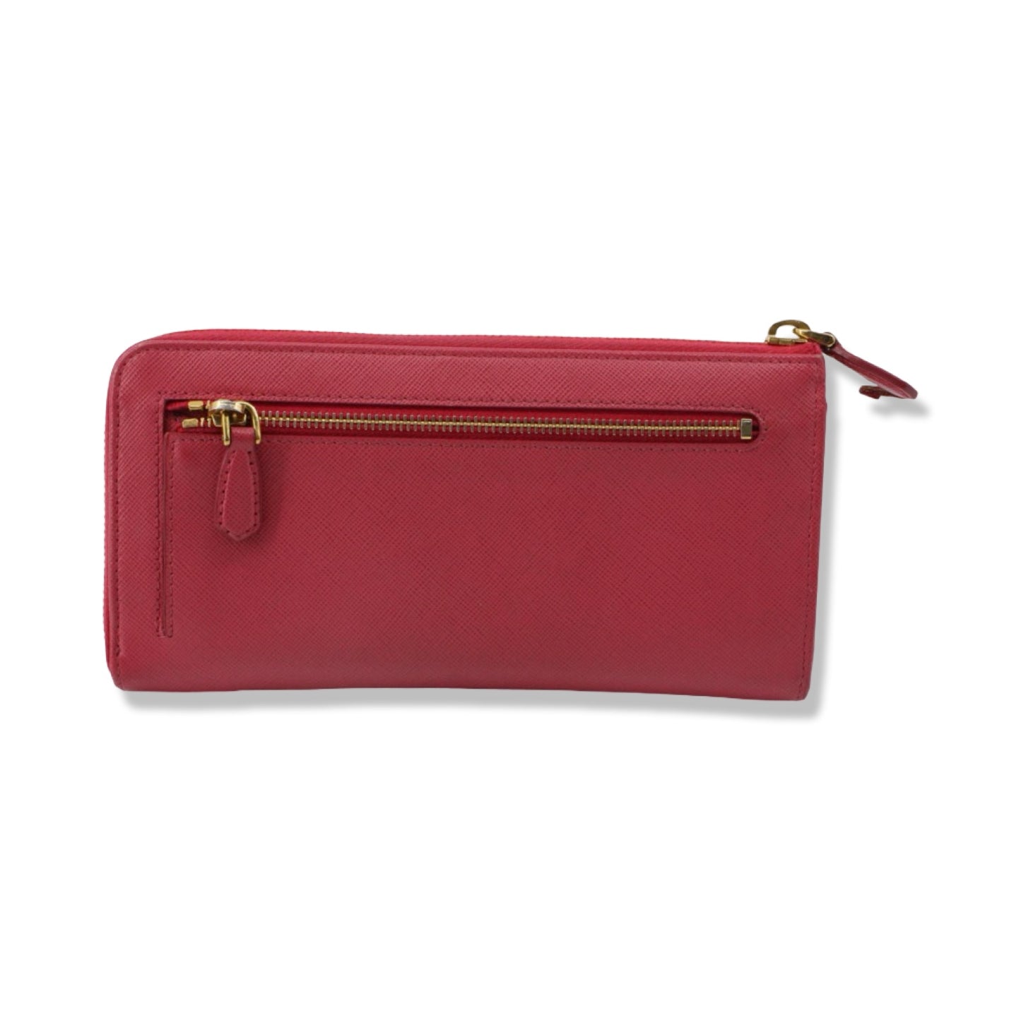 Pre-Owned Prada Saffiano Leather Pink Bow L-Shaped Wallet - P1018