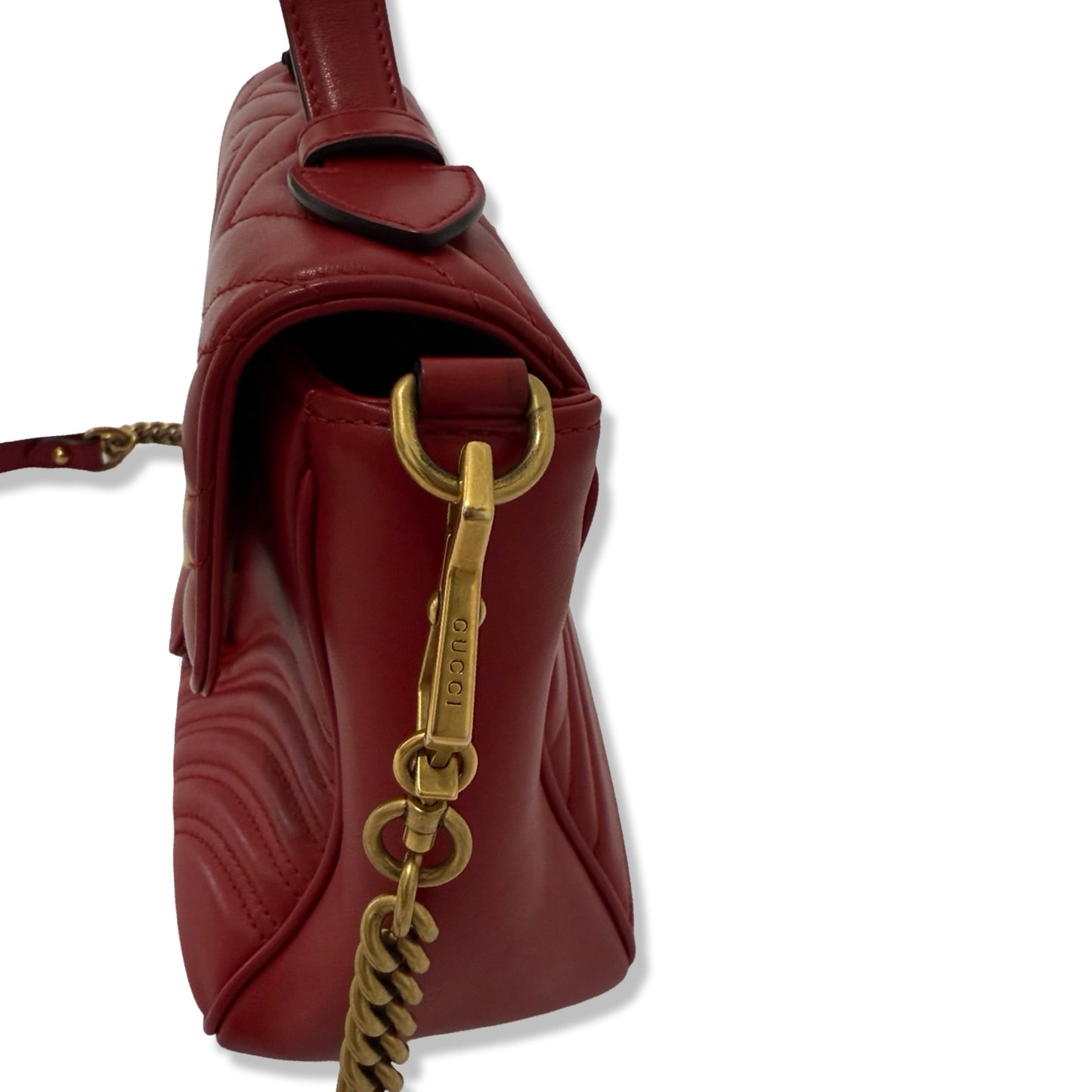 Pre-Owned Gucci Leather Marmont Top Handle Flap Bag - G1095