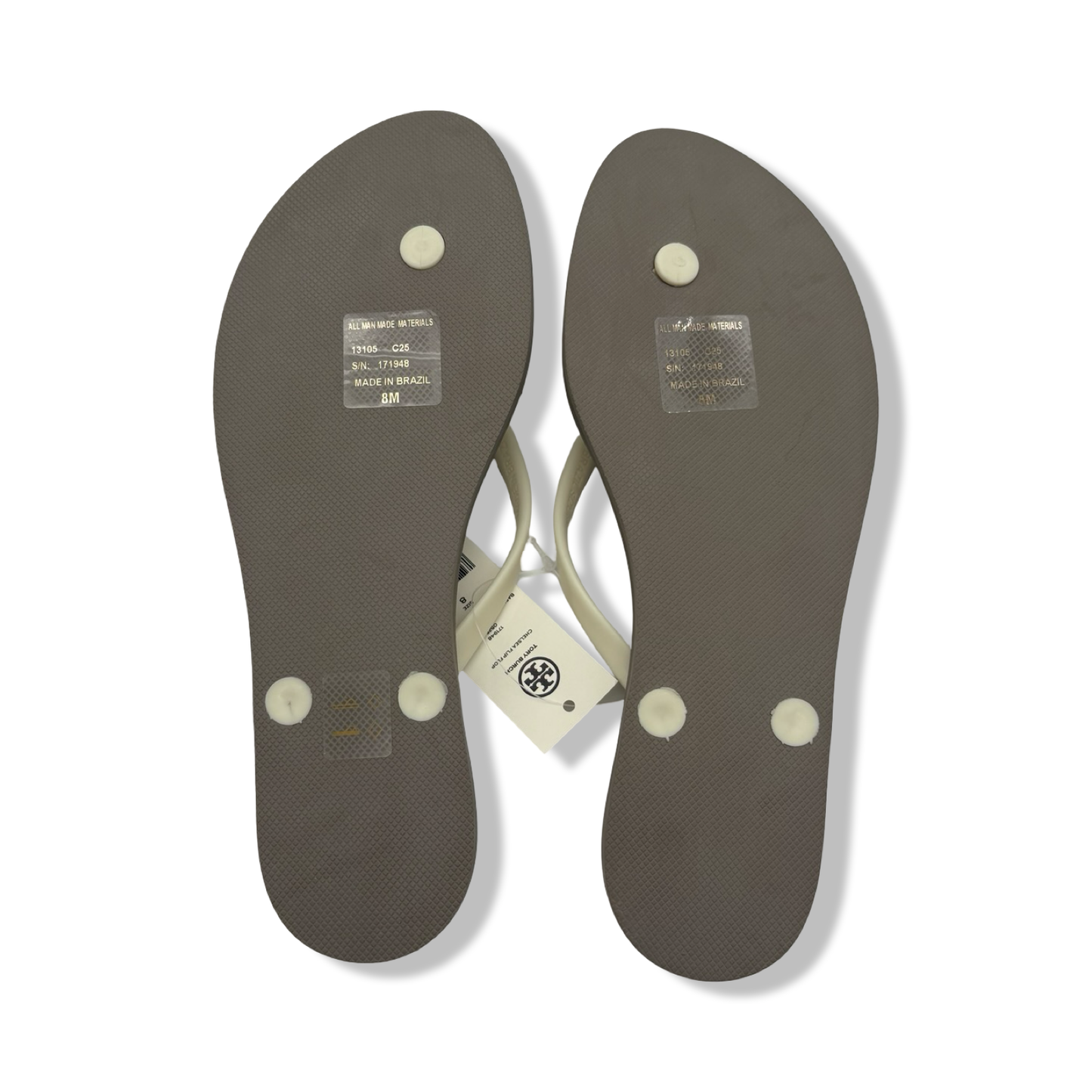 Pre-Owned Tory Burch Women's Chelsea Flip Flop Sandals 171948 (Basketweave - Light Cream Fleek - Pavestone (Basketweave/light cream fleek/pavestone, US Footwear Size System, Adult, Women, Numeric, Medium, 8) - B0FG1TFQT6