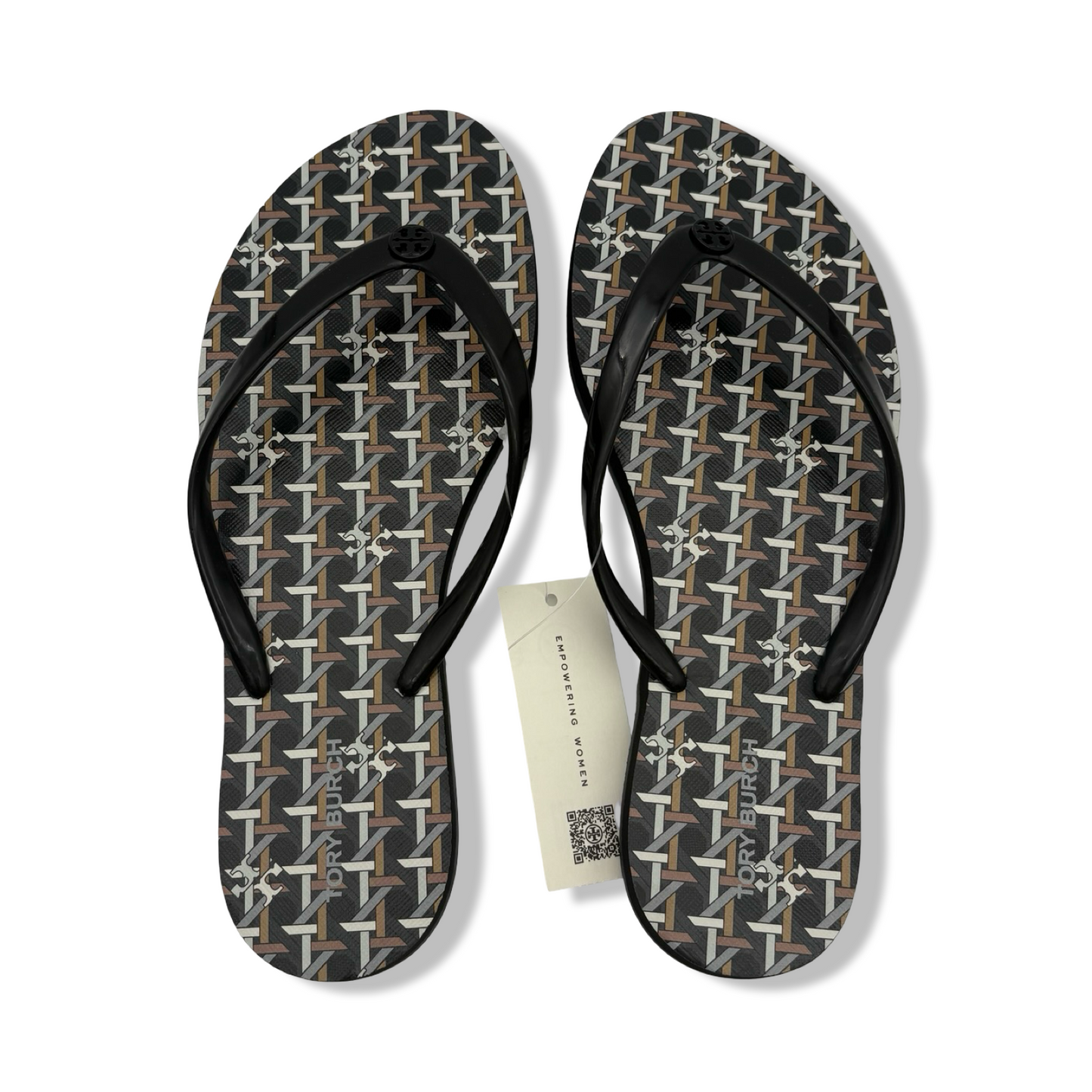 Pre-Owned Tory Burch Chelsea Flip Flop (basket weave/chai tea/perfect black, US Footwear Size System, Adult, Women, Numeric, Medium, 7) - B0F71S1TP2