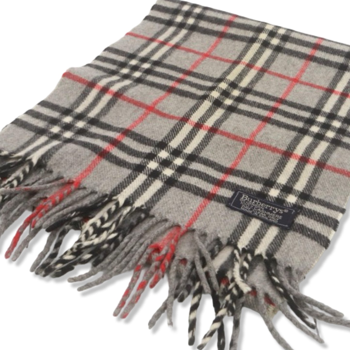 Pre-Owned Burberry Grey Check Cashmere Scarf - BB1050