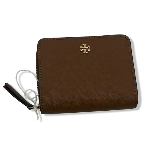 Pre-Owned Tory Burch Womens 147606 Saffiano Leather Emerson Zip Around Mini Wallet, (909 Moose) - B0C95GDQLS