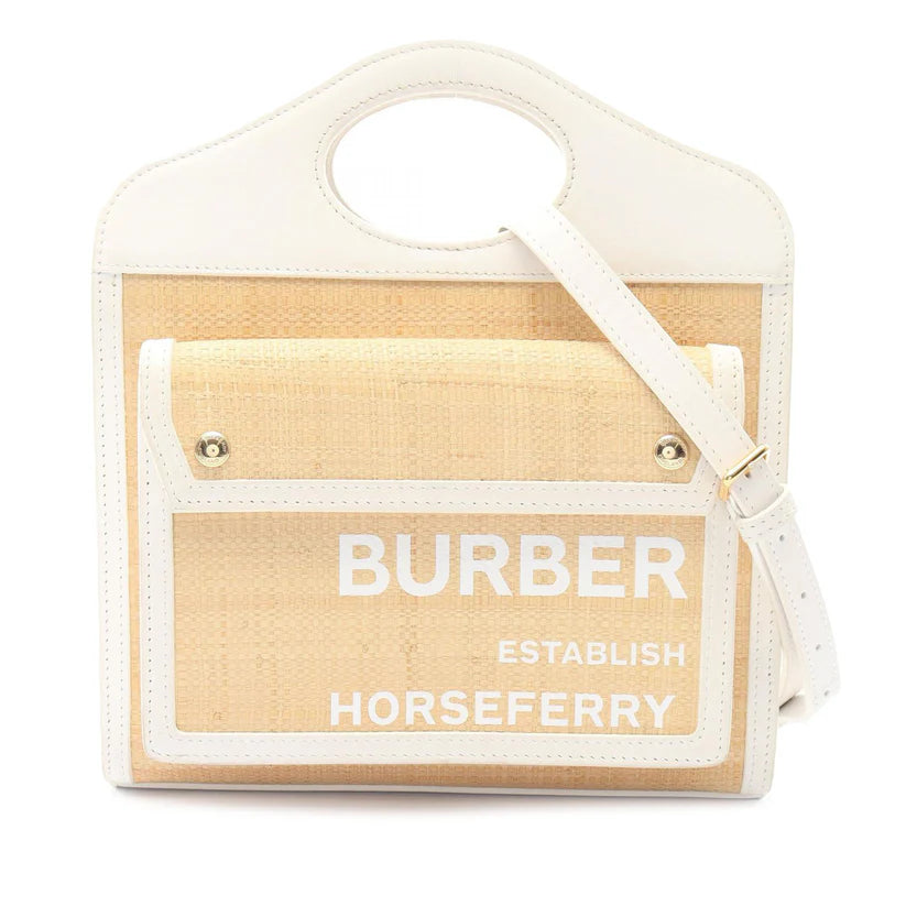 Pre-Owned Burberry Mini Raffia and Leather Satchel - BB1067