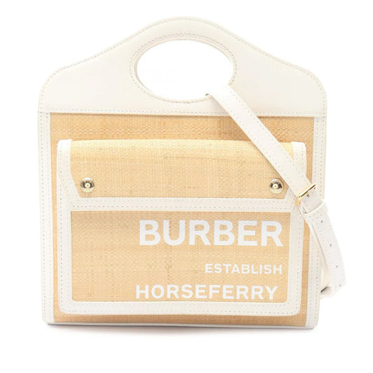 Pre-Owned Burberry Mini Raffia and Leather Satchel - BB1067