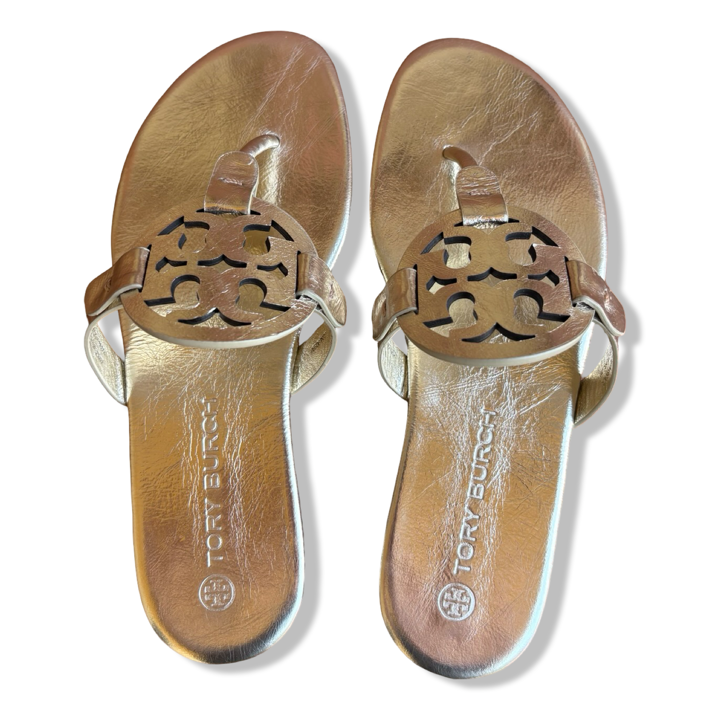 Pre-Owned Tory Burch Women's Miller Soft Sandals, Spark Gold, 7 Medium US - B09V7YZRR3