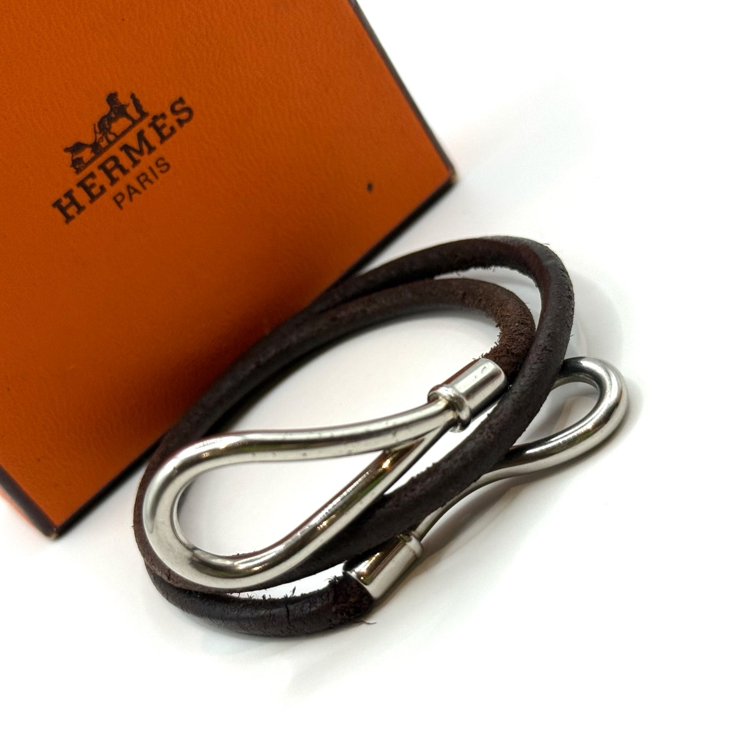 Pre-Owned Hermes Brown Leather Hook Bracelet - HER1015