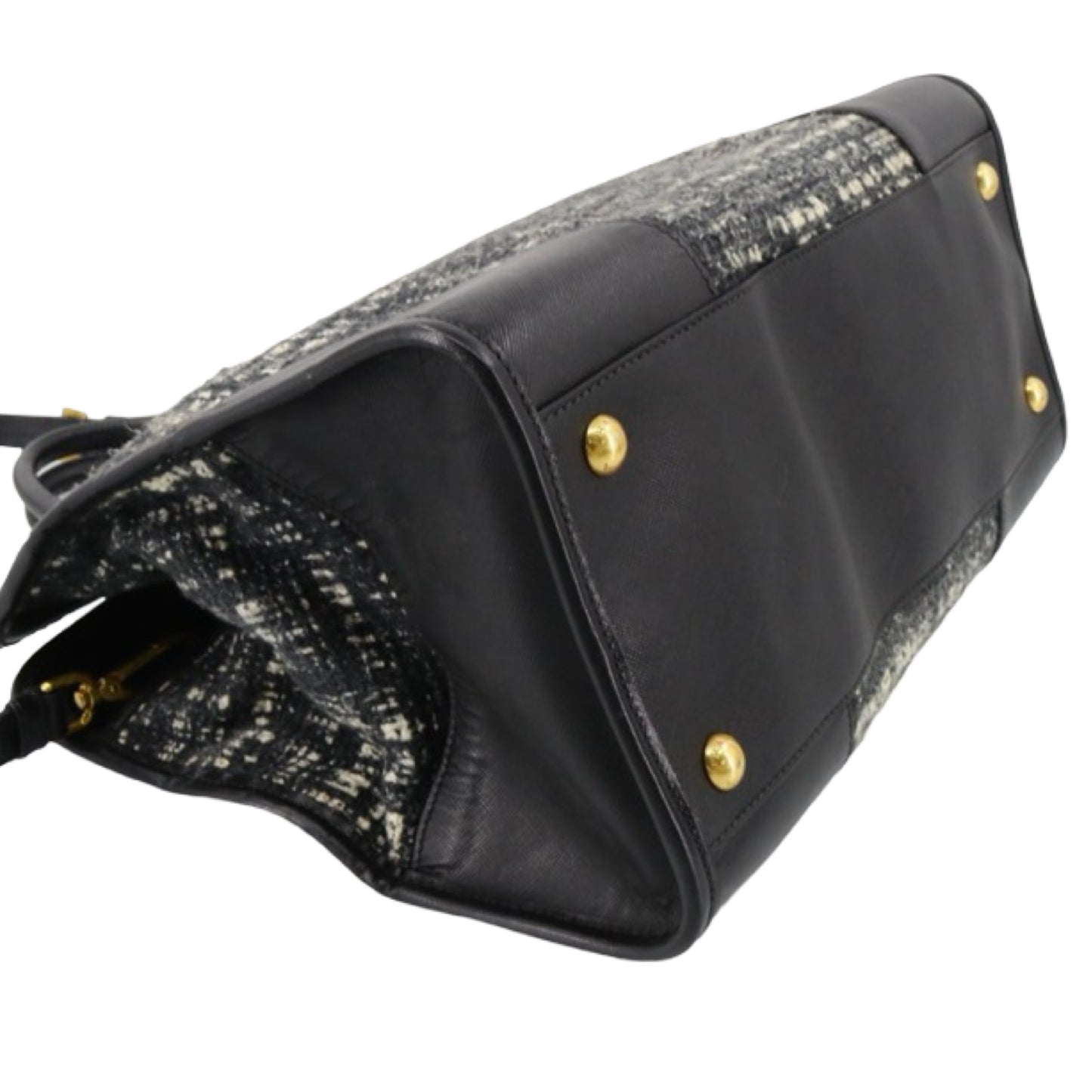Pre-Owned Prada Tweed and Leather Crossbody Bag - P1016