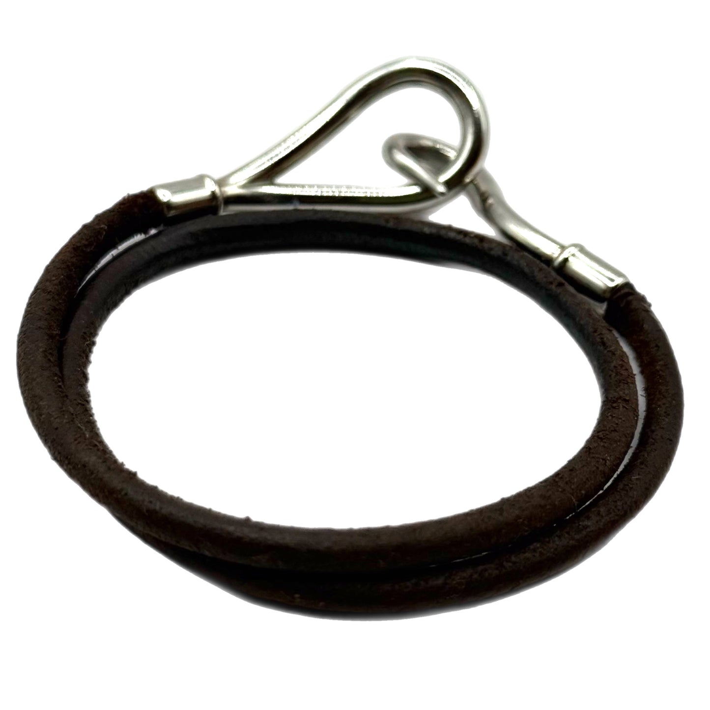 Pre-Owned Hermes Brown Leather Hook Bracelet - HER1015