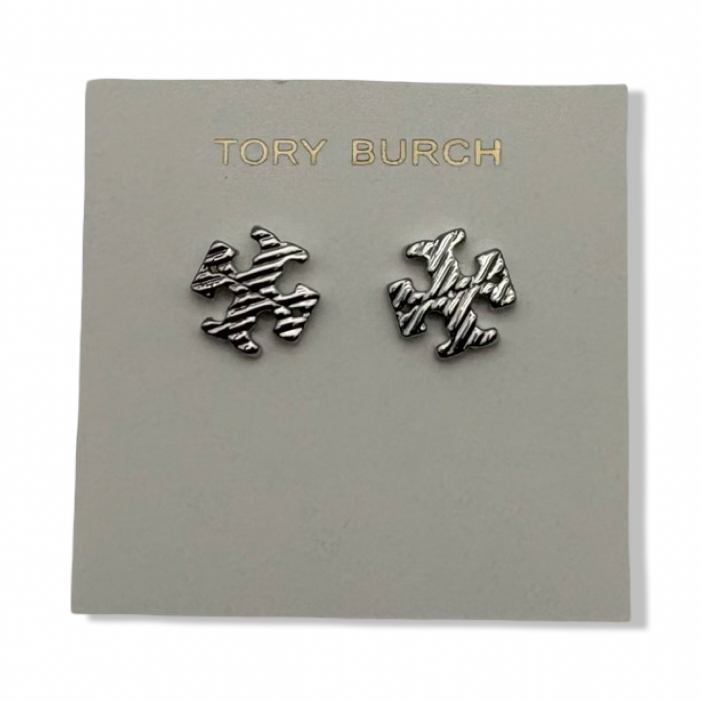 Pre-Owned Tory Burch Women's Textured Rope Logo Stud Earrings (Tory Silver) - B0FD45W5GZ