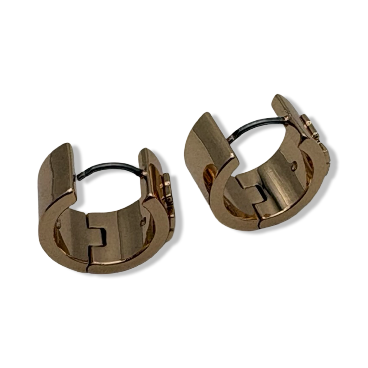 Pre-Owned Tory Burch Britten Huggie 134832 Tory Gold 720, Small & Wide Hoop with Double T Logo - B0D8K1S6VQ
