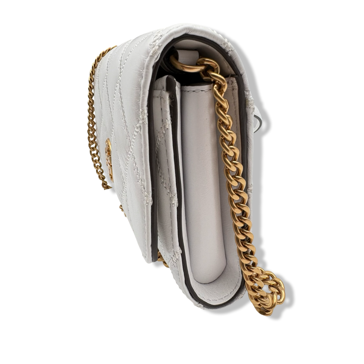 Pre-Owned Tory Burch Women's Willa Glazed Chain Wallet (Blanc) - B0F52Z8KRT