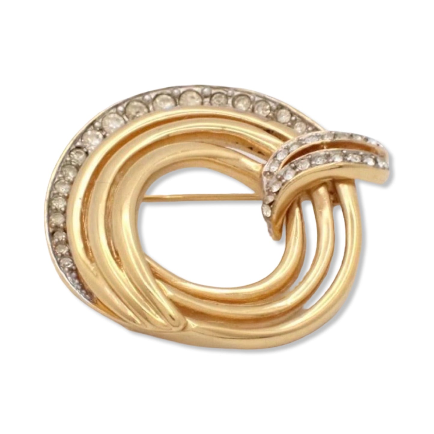 Pre-Owned Givenchy Gold Rhinestone Circle Brooch - GIV1027