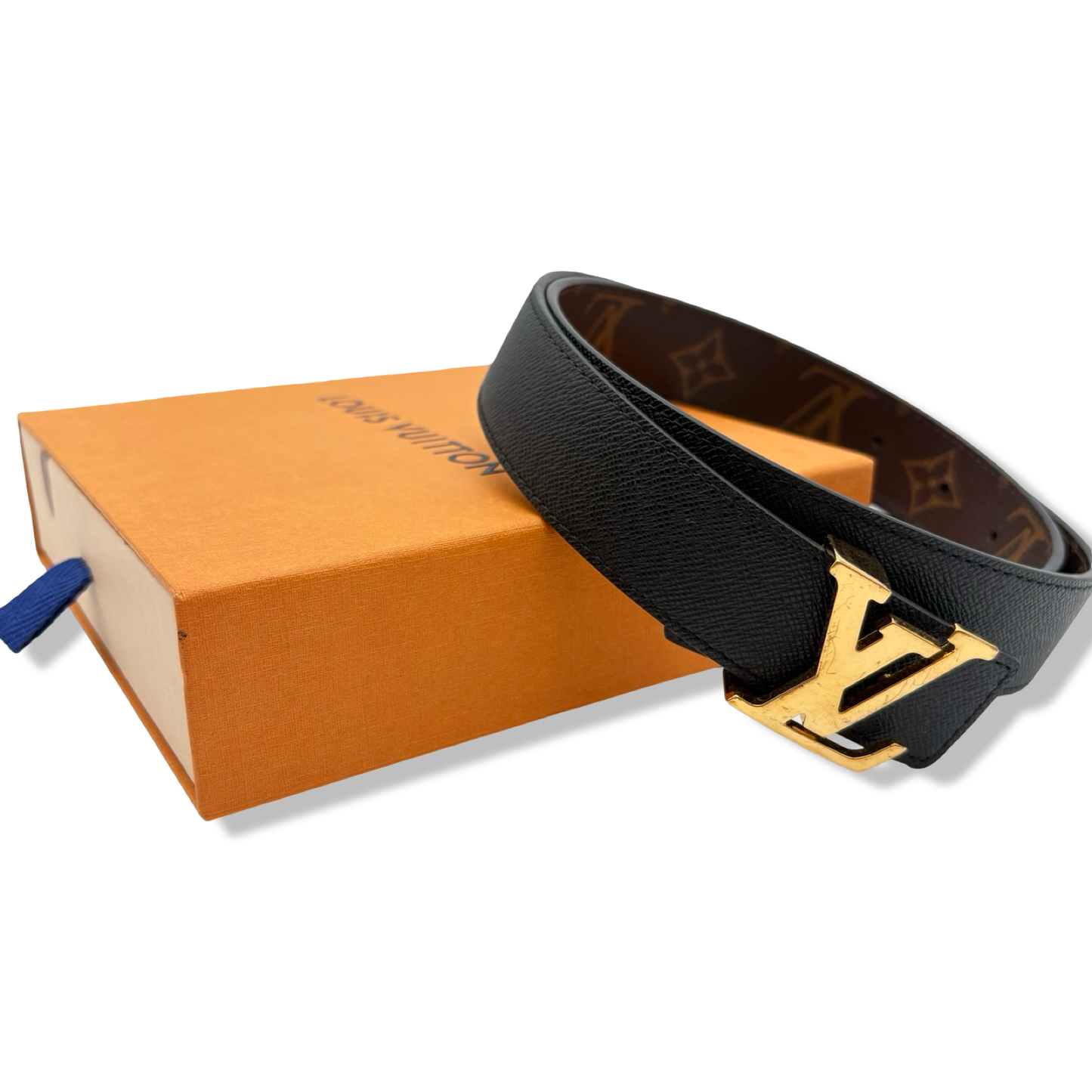Pre-Owned Louis Vuitton Monogram Canvas and Black Reversible Leather Belt - Size 80 - LV2008