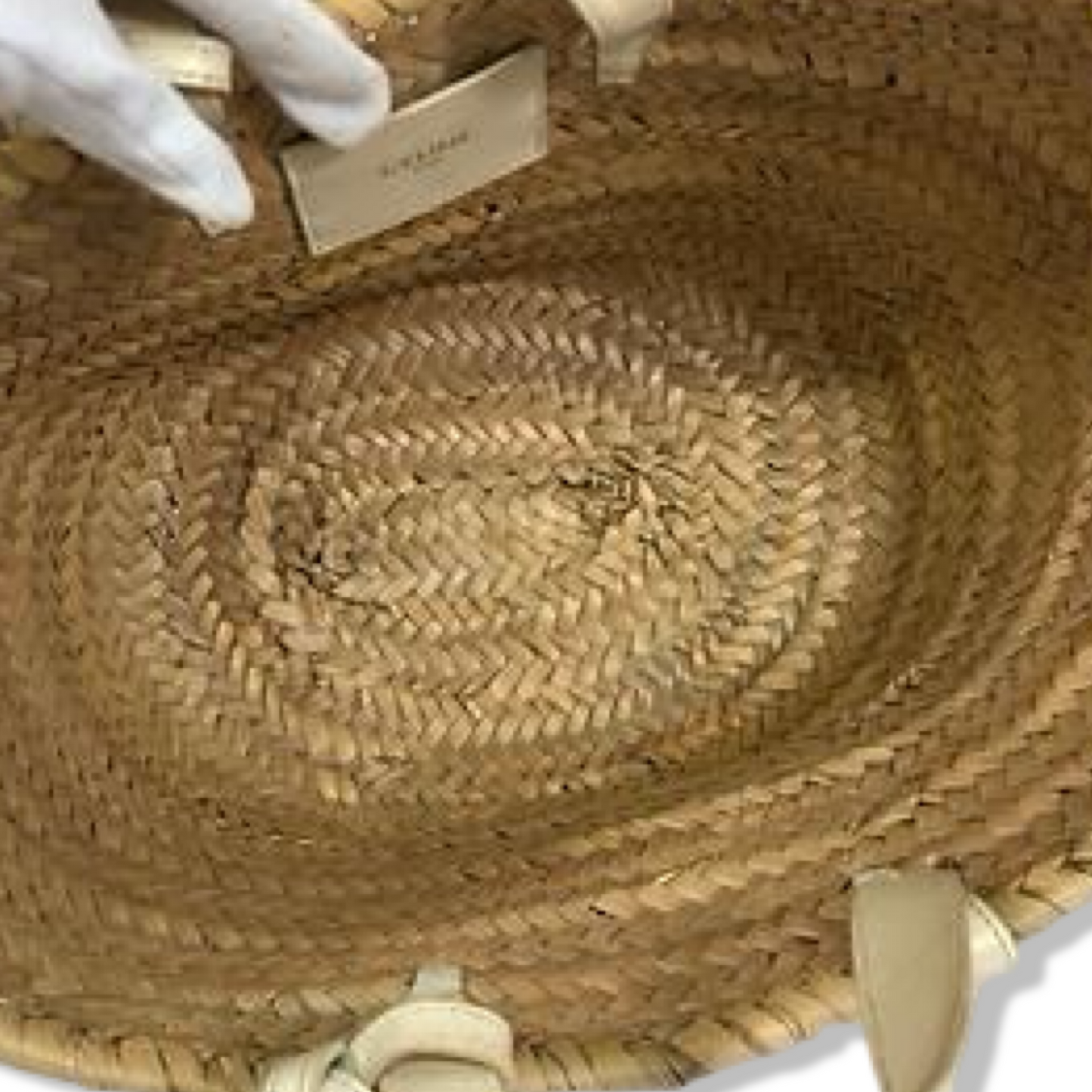 Pre-Owned Celine Triomphe Classic Panier in Raffia and Calfskin - CELINE1024