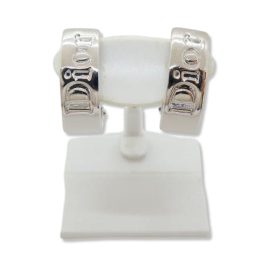 Pre-Owned Dior Silver "Dior" Clip On Earrings - DIO1030