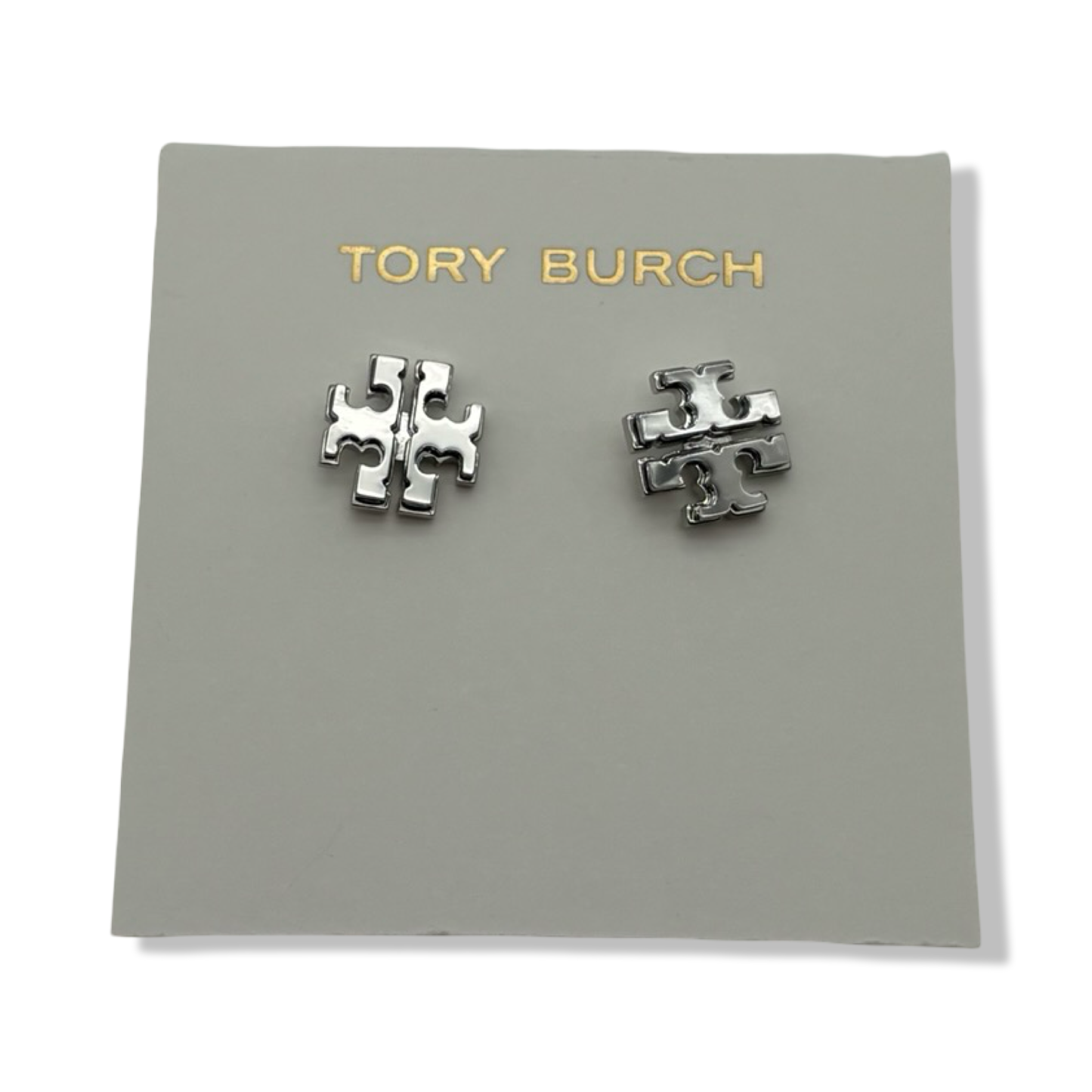 Pre-Owned Tory Burch Women's Small Logo Stud Earrings (Tory Silver) - B0BP8J6449