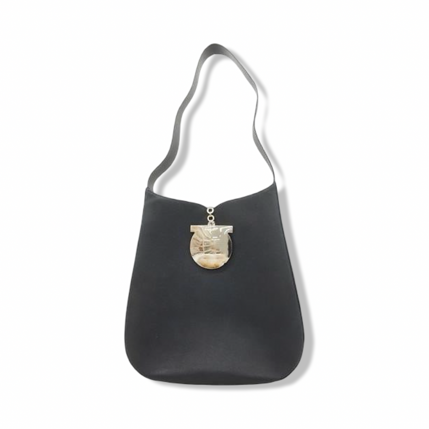 Pre-Owned Salvatore Ferragamo Gancini Leather Shoulder Bag - Navy - FER1008