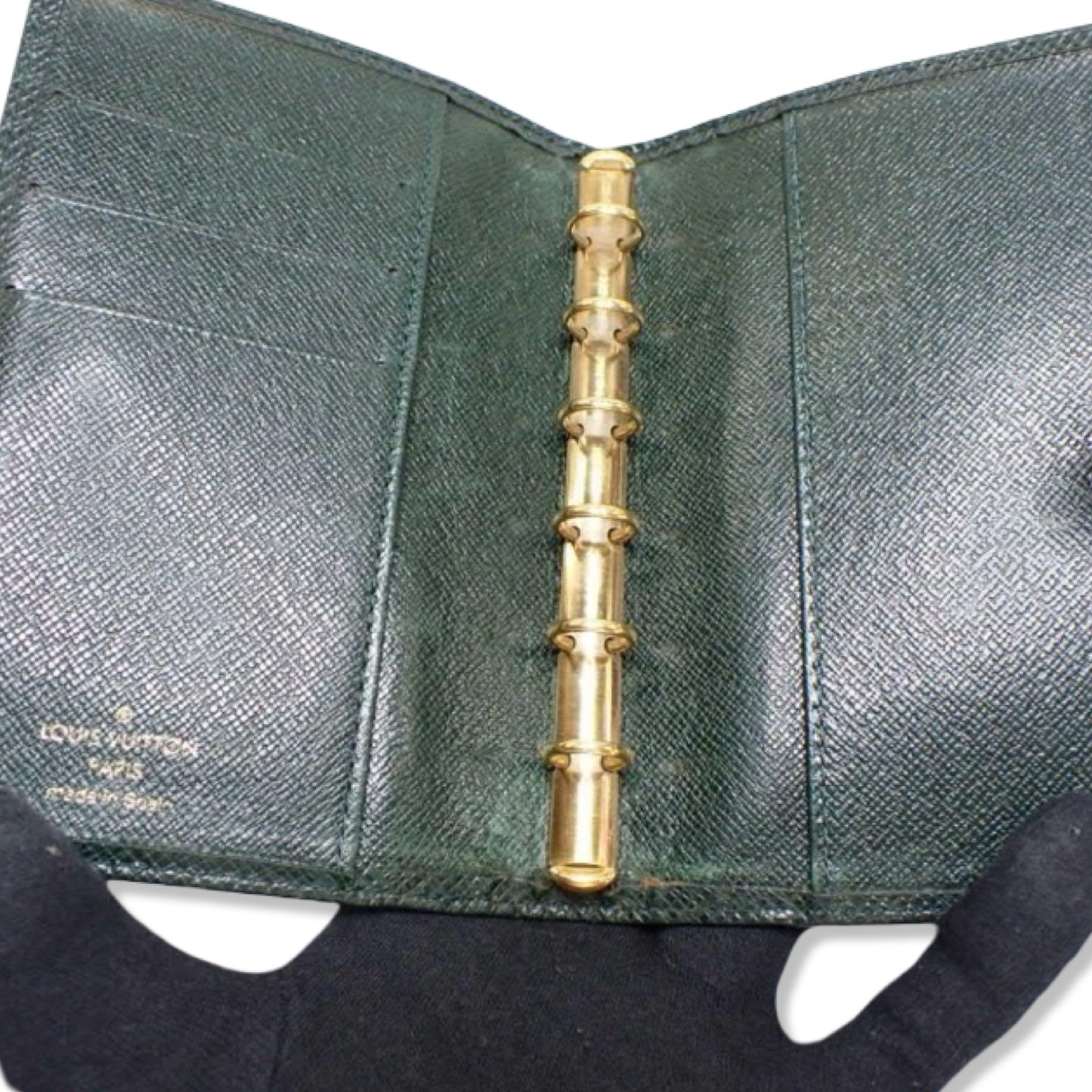 Pre-Owned Louis Vuitton Taiga Leather Green Small Ring Agenda Cover - LV1455