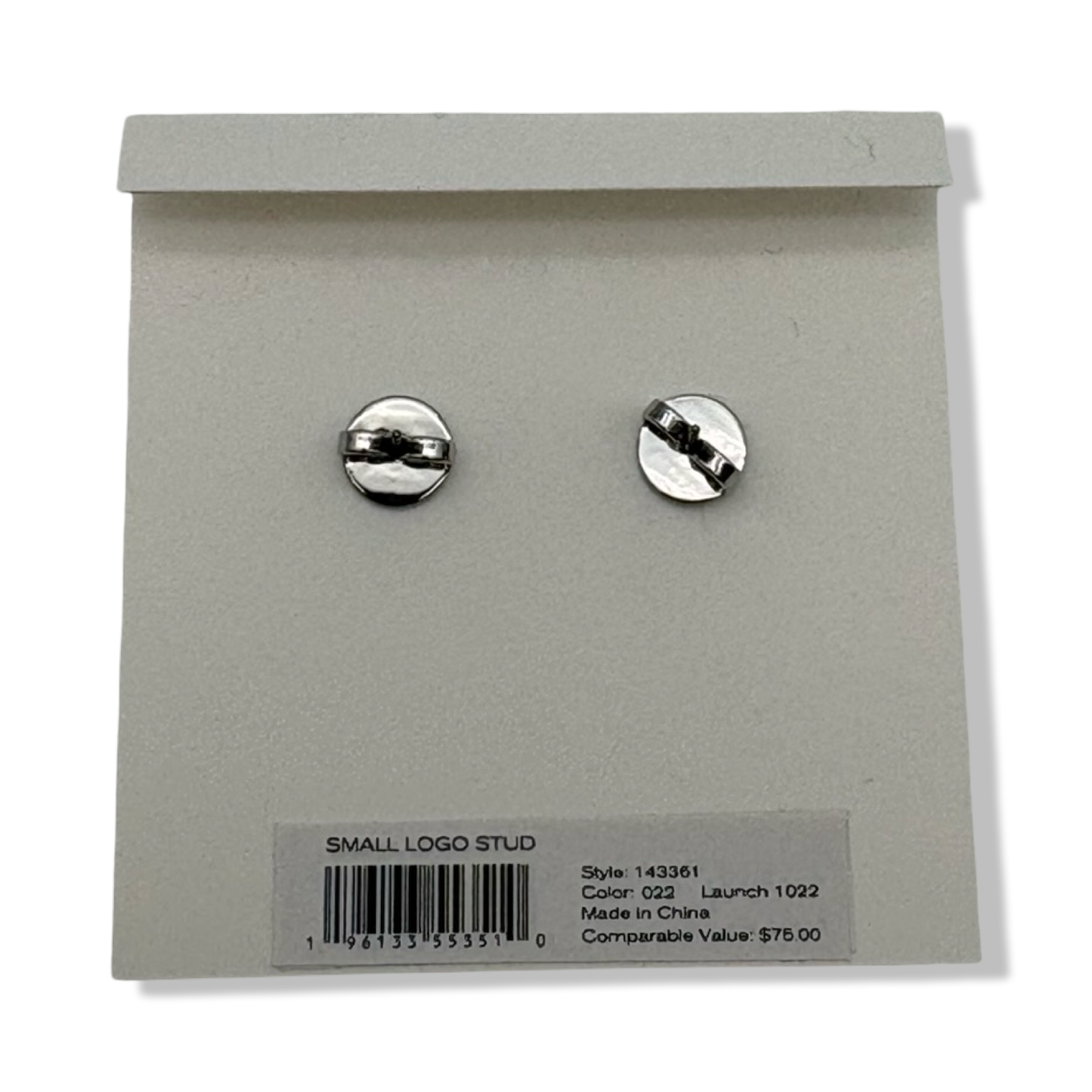 Pre-Owned Tory Burch Women's Small Logo Stud Earrings (Tory Silver) - B0BP8J6449