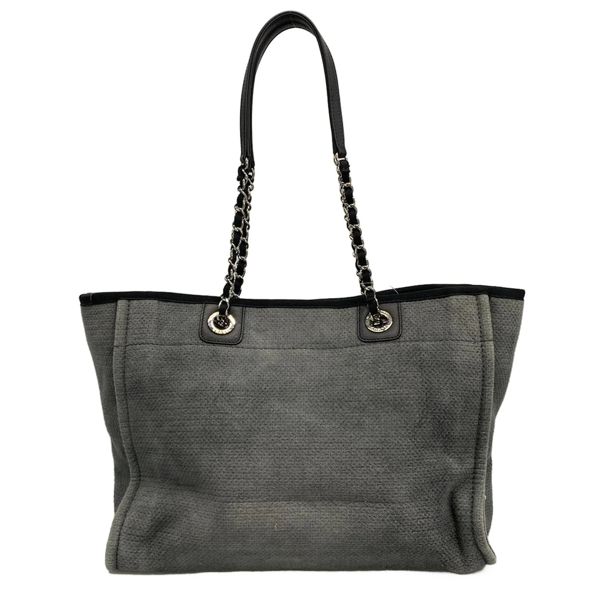 Pre-Owned Chanel Deauville MM Canvas and Leather Tote Bag Gray - CH1046