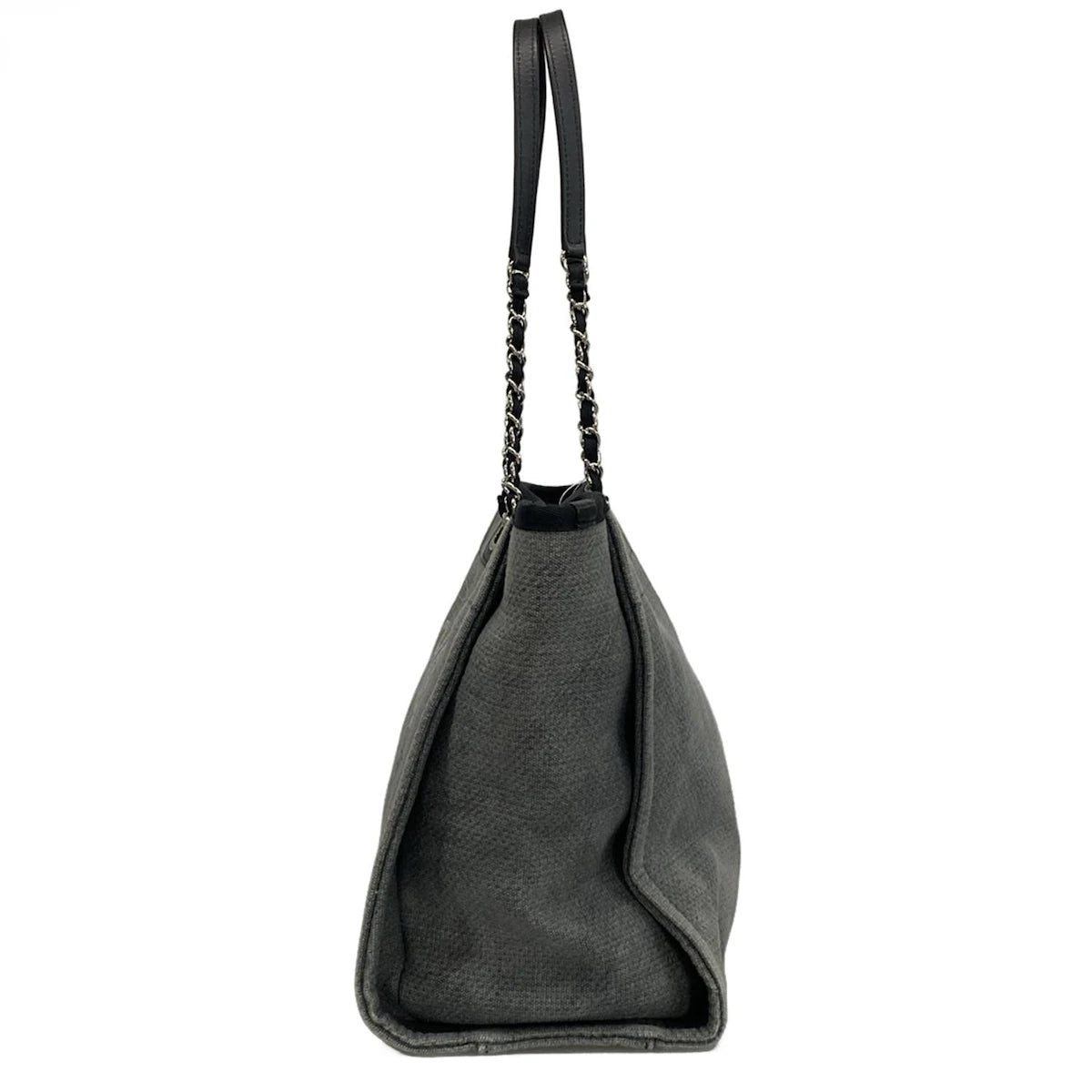 Pre-Owned Chanel Deauville MM Canvas and Leather Tote Bag Gray - CH1046