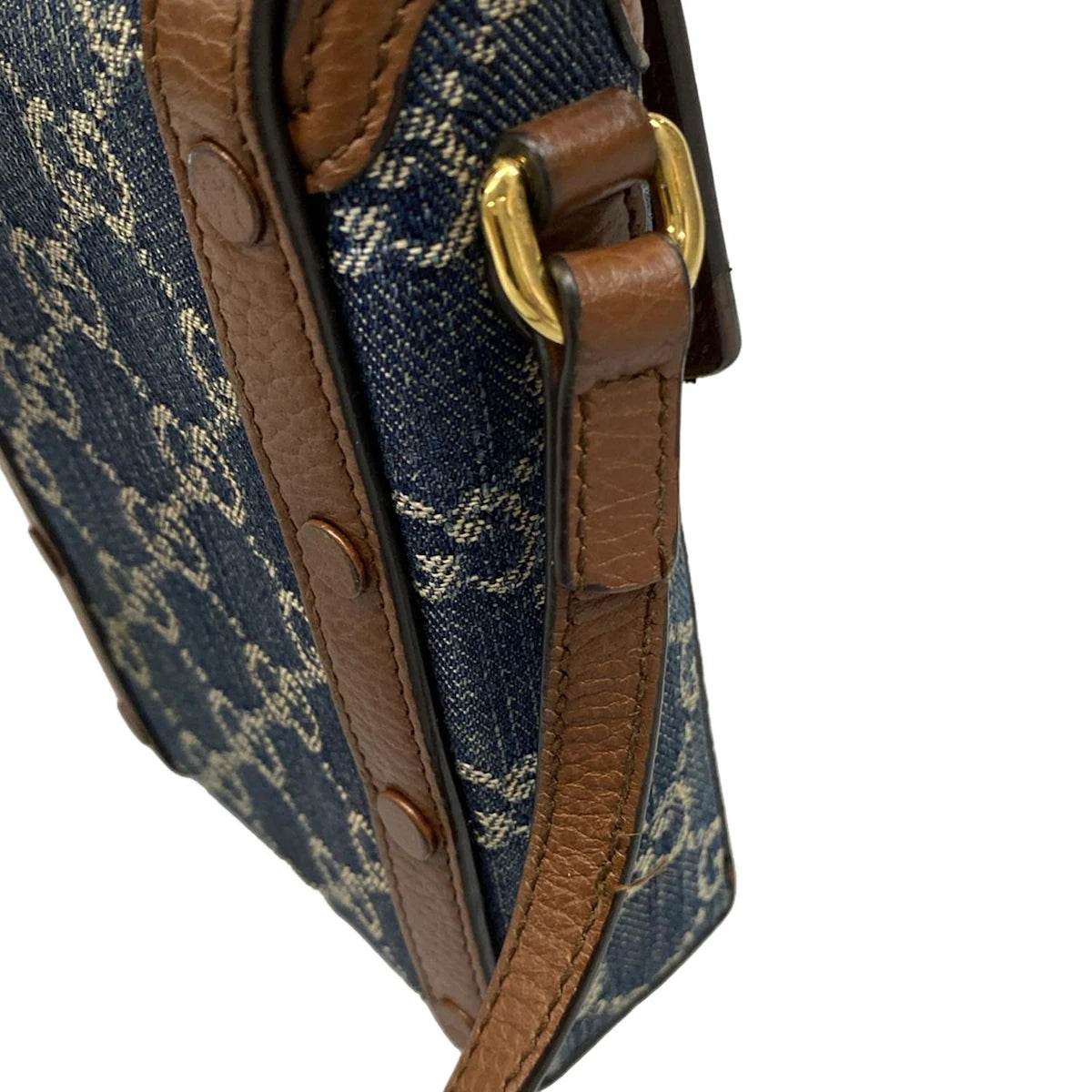 Pre-Owned Gucci GG Denim with Leather Trim Crossbody 1955 Mini Bag - G1127