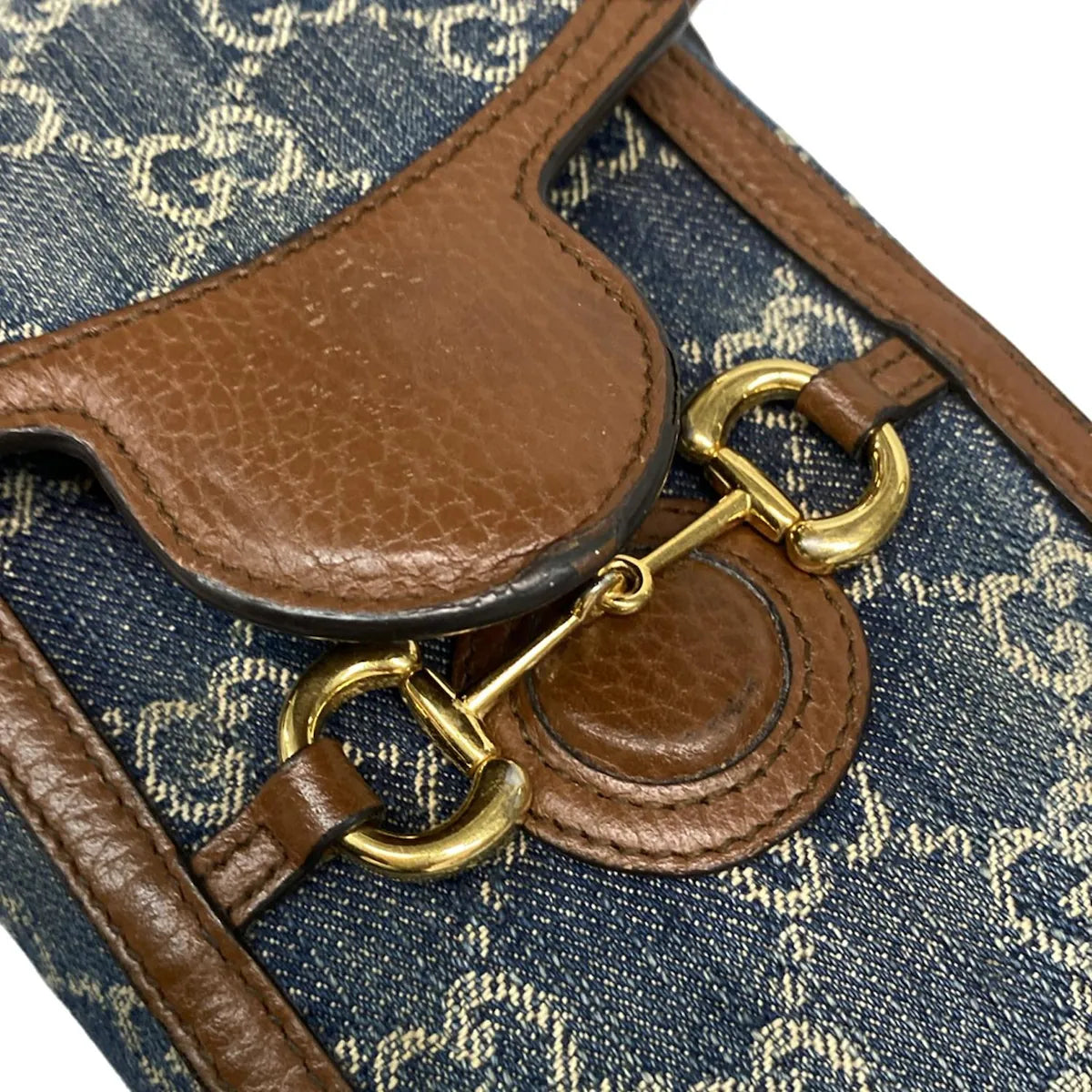 Pre-Owned Gucci GG Denim with Leather Trim Crossbody 1955 Mini Bag - G1127