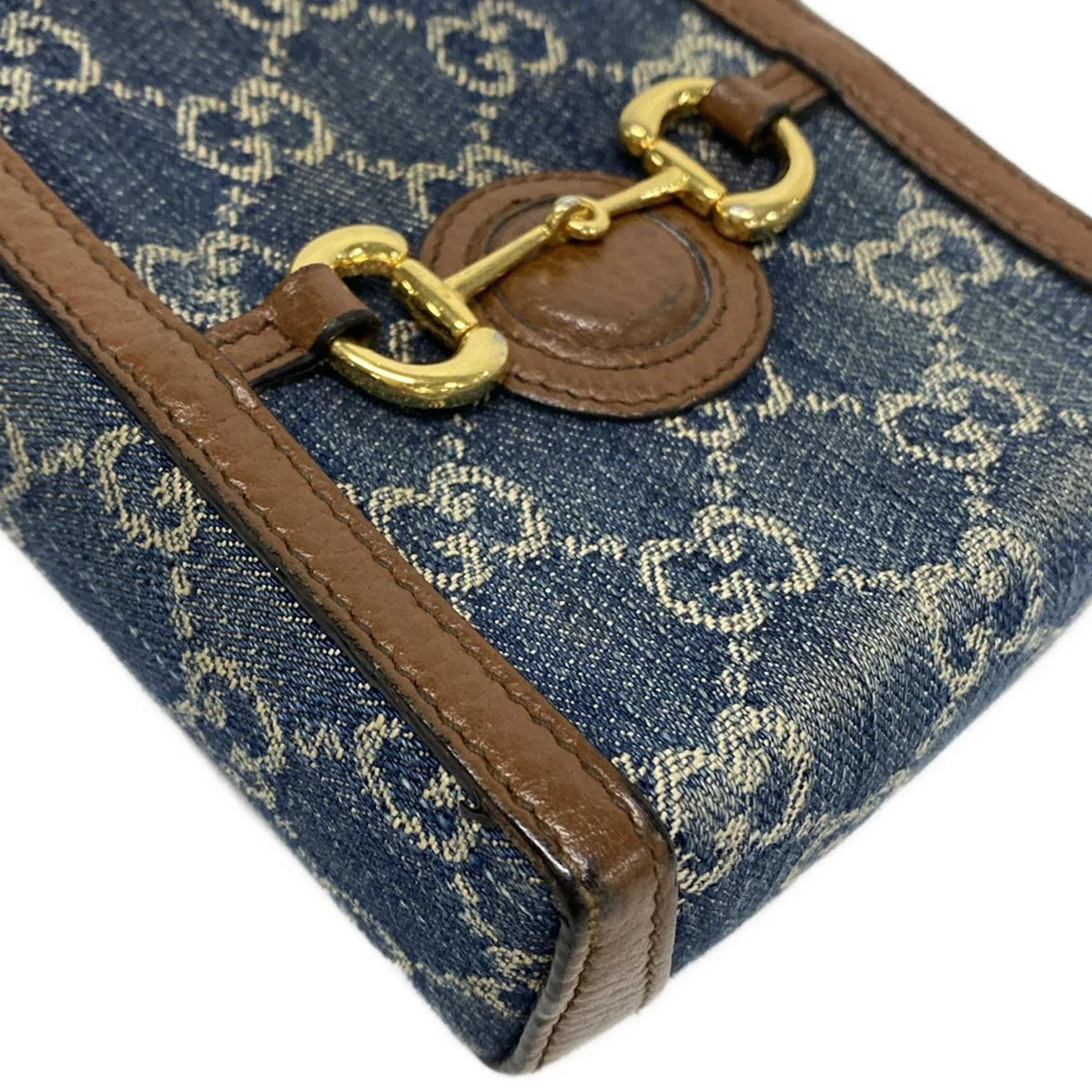 Pre-Owned Gucci GG Denim with Leather Trim Crossbody 1955 Mini Bag - G1127